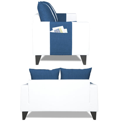 Adorn India Ashley Stripes Leatherette Fabric 2 Seater Sofa (Blue & White)