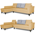 Adorn India Maddox Stripes L Shape 6 Seater Sofa Set LHS (Beige) (3 Year Warranty)
