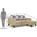 Adorn India Hallton L Shape 4 Seater Sofa Set Digital Print (Beige) (3 Year Warranty)