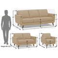 Adorn India Damian 3+2+1 6 Seater Sofa Set (Beige) (3 Year Warranty)