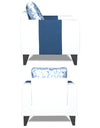 Adorn India Ashley Digitel Print Leatherette Fabric 1 Seater Sofa (Blue & White)