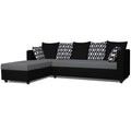 Zink Straight line L Shape 6 Seater Sofa Rhombus Cushion (Left Side Handle)(Grey & Black)