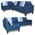 Adorn India Bryson L Shape 6 Seater Sofa Set Digitel Print (Left Hand Side) (Blue) (3 Year Warranty)