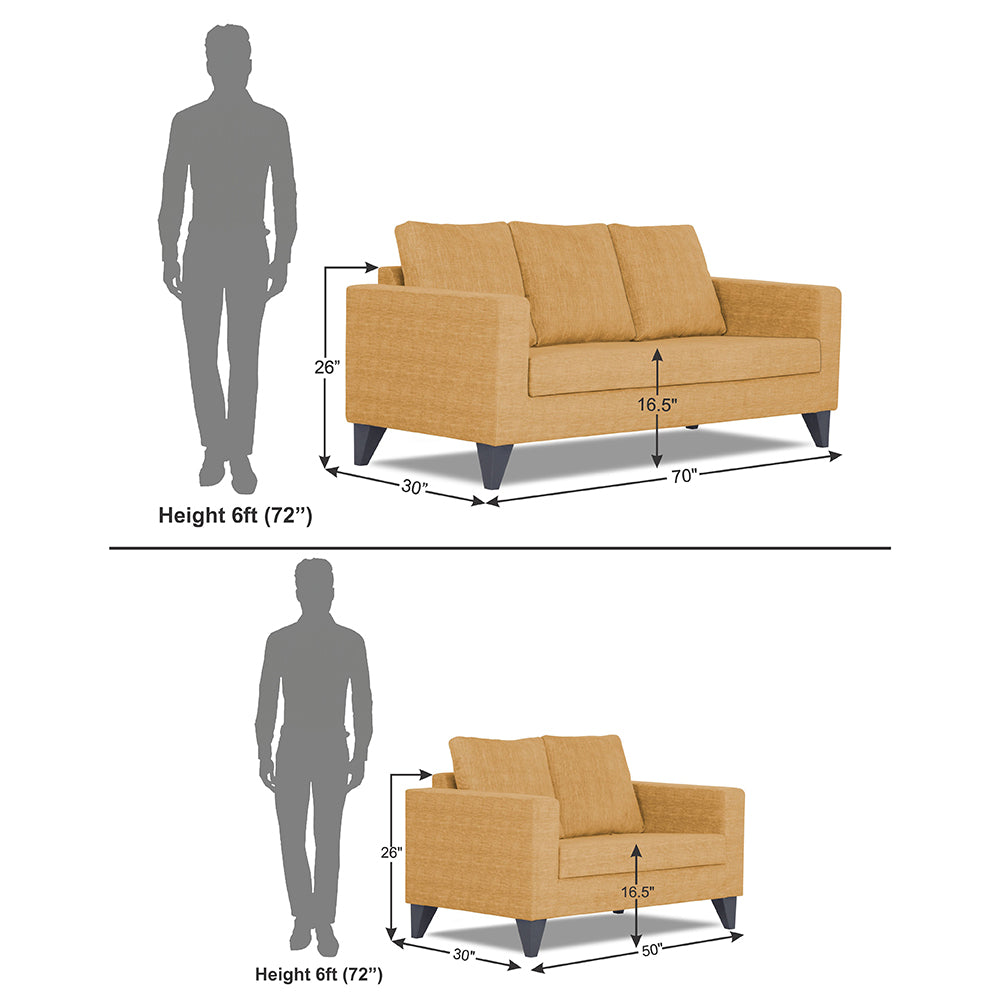 Adorn India Hallton Plain 3-2 Five Seater Sofa Set (Beige)