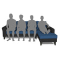Adorn India Maddox Plain Two Tone L Shape 6 Seater Sofa Set RHS (Blue & Black) (3 Year Warranty)
