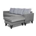 Adorn India Chandler Stripes L Shape 5 Seater Sofa Set RHS (Grey) (3 Year Warranty)