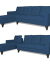Adorn India Hallton L Shape Decent Sofa Set 6 Seater with Ottoman (Left Side) (Blue)