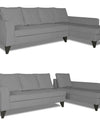 Adorn India Maddox L Shape 6 Seater Sofa Set Plain (Right Hand Side) (Grey)