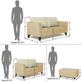Adorn India Lawson Stripes 3+2 5 Seater Sofa Set with Centre Table (Beige)