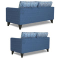 Adorn India Cortina Damask 3+2 5 Seater Sofa Set with Centre Table (Blue)