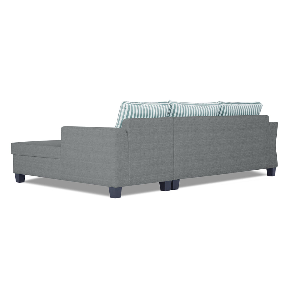 Adorn India Alexia Plus L Shape 5 Seater Sofa Set Stripes (Right Hand Side) (Grey)