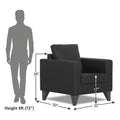 Adorn India Straight line Plus Leatherette 1 Seater Sofa (Black) (3 Year Warranty)