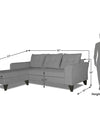 Adorn India Maddox L Shape 4 Seater Sofa Set Tufted (Left Hand Side) (Grey)