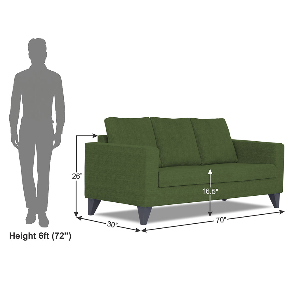 Adorn India Hallton Plain 3 Seater Sofa Set (Green)