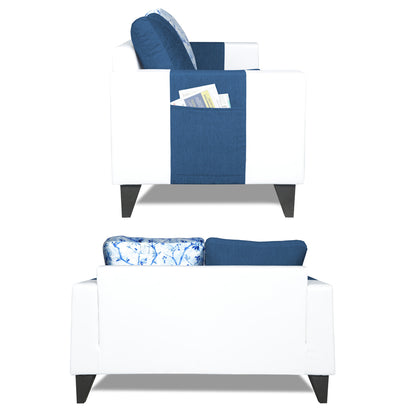 Adorn India Ashley Digitel Print Leatherette Fabric 2 Seater Sofa (Blue & White)