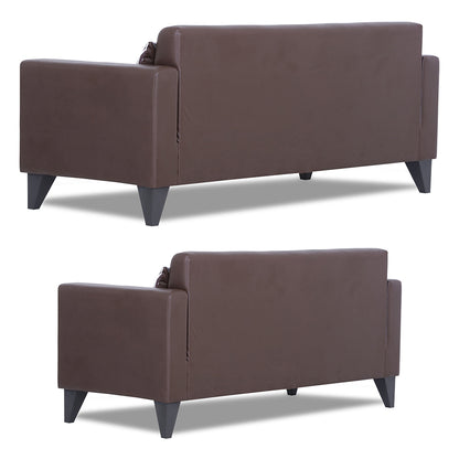 Adorn India Bladen Leatherette 3+2 5 Seater Sofa Set (Brown)