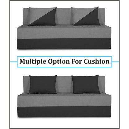 Adorn India Easy Desmond 3 Seater Sofa Cum Bed 5 x 6 (Grey & Black)