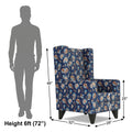 Adorn India Christopher 1 Seater Wing Chair Floral Print (Blue)