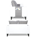 Adorn India Ashley Stripes Leatherette Fabric 2 Seater Sofa (Grey & White) (3 Year Warranty)