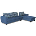 Raiden Stripes L Shape 6 Seater Sofa Set with Center Table (Right Hand Side) (Blue)