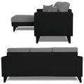Adorn India Martin L Shape 4 Seater Sofa Set Two Tone - Left Hand Side (Grey & Black) (3 Year Warranty)