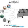 Adorn India Denver L Shape 5 Seater Sofa Set LHS (Grey) (3 Year Warranty)