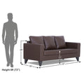 Adorn India Straight line Plus Leatherette 3 Seater Sofa (Brown) (3 Year Warranty)