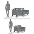Adorn India Hallton Digitel Print Cushion 3+2 5 Seater Sofa Set (Grey) (3 Year Warranty)
