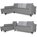 Adorn India Maddox Stripes L Shape 6 Seater Sofa Set LHS (Grey) (3 Year Warranty)