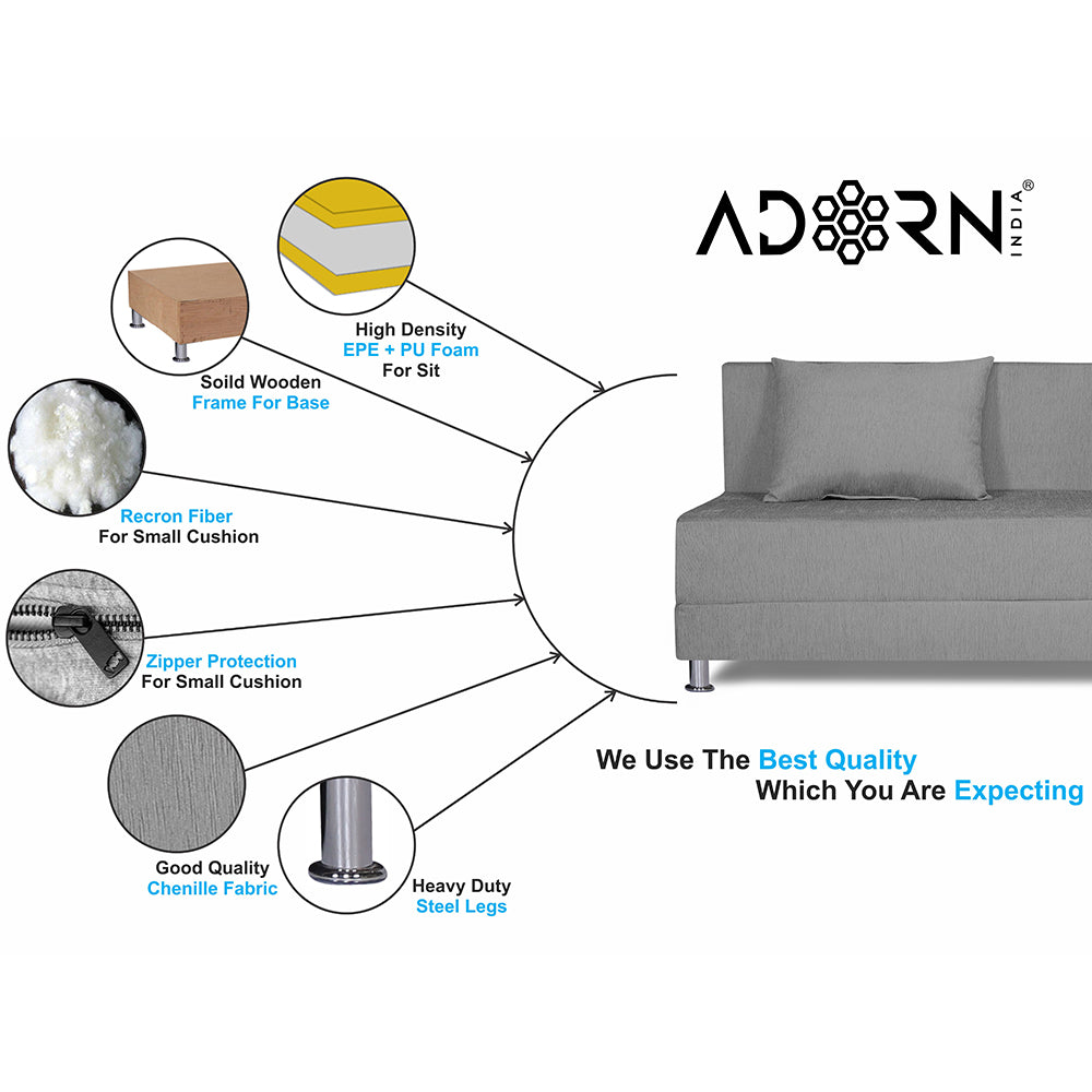 Adorn India Easy Alyn Plus Decent 4 Seater Sofa Cum Bed (6x6) (Grey)