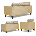 Adorn India Cortina Damask 3+2+1 6 Seater Sofa Set with Centre Table (Beige) Modern