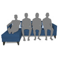 Adorn India Bladen L Shape 5 Seater Sofa Set Floral Print (Left Hand Side) (Blue)