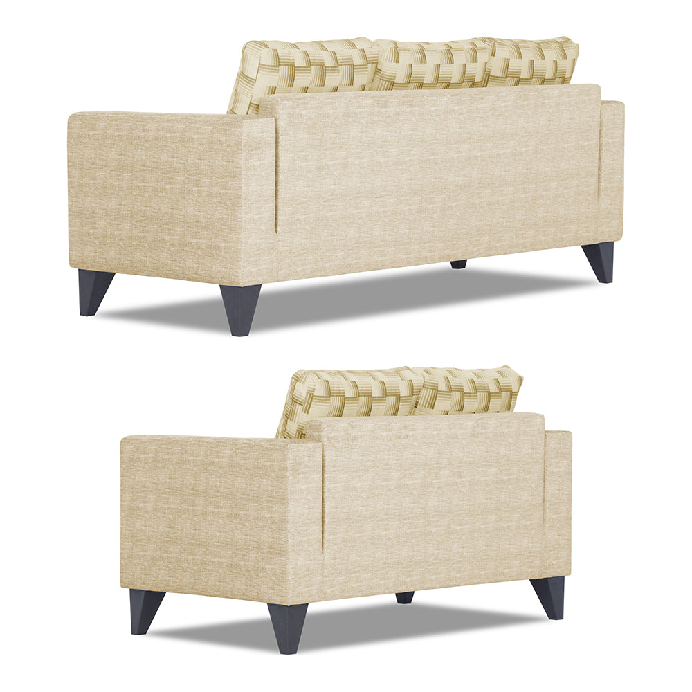Adorn India Straight line Plus Bricks 3+2 5 Seater Sofa Set (Beige)