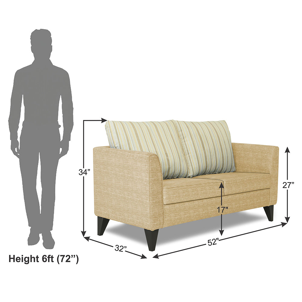 Adorn India Lawson Stripes 2 Seater Sofa (Beige)