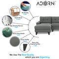 Adorn India Midas L Shape 6 Seater Sofa Set Left Hand Side (Grey)(3 Year Warranty)