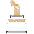 Adorn India Ashley Stripes Leatherette Fabric 2 Seater Sofa (Beige & White) (3 Year Warranty)