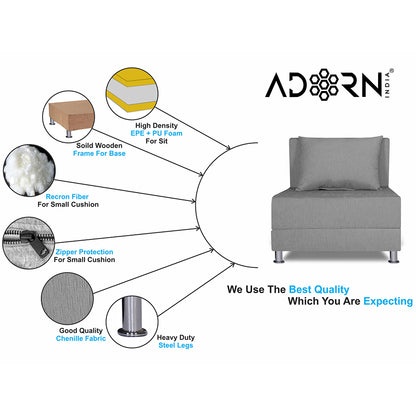 Adorn India Easy Alyn Plus Decent 1 Seater Sofa Cum Bed (2.5x6) (Grey)