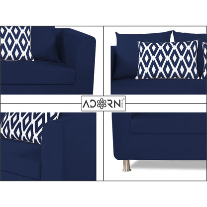 Adorn India Poland 3 Seater Sofa (Blue)