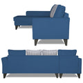 Adorn India Maddox L Shape Left Hand Side Stripes 6 Seater Sofa Set (Blue) (3 Year Warranty)