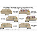 Adorn India Hallton L Shape 4 Seater Sofa Set Digital Print (Beige) (3 Year Warranty)