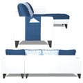 Adorn India Ashley Leatherette Fabric L Shape 6 Seater Sofa Set Digitel Print (Right Hand Side) (Blue & White) (3 Year Warranty)