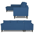 Adorn India Maddox Plain L Shape 6 Seater Sofa Set LHS (Blue) (3 Year Warranty)
