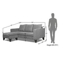 Adorn India Chandler L Shape 4 Seater Sofa Set Plain (Grey)