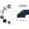 Adorn India Blazer L Shape 6 Seater Sofa Set (Left Side) (Blue)