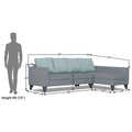 Adorn India Beetle Plus Stripes L Shape 6 Seater Sofa Set (Right Hand Side) (Grey) (3 Year Warranty)
