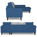 Adorn India Maddox Stripes L Shape 6 Seater Sofa Set RHS (Blue) (3 Year Warranty)