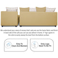 Zink Straight line L Shape 6 Seater Sofa Rhombus Cushion (Beige)