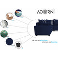Adorn India Winston L Shape 6 Seater Sofa Set (Left Side) (Blue)