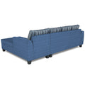 Raiden Stripes L Shape 6 Seater Sofa Set with Center Table (Right Hand Side) (Blue)