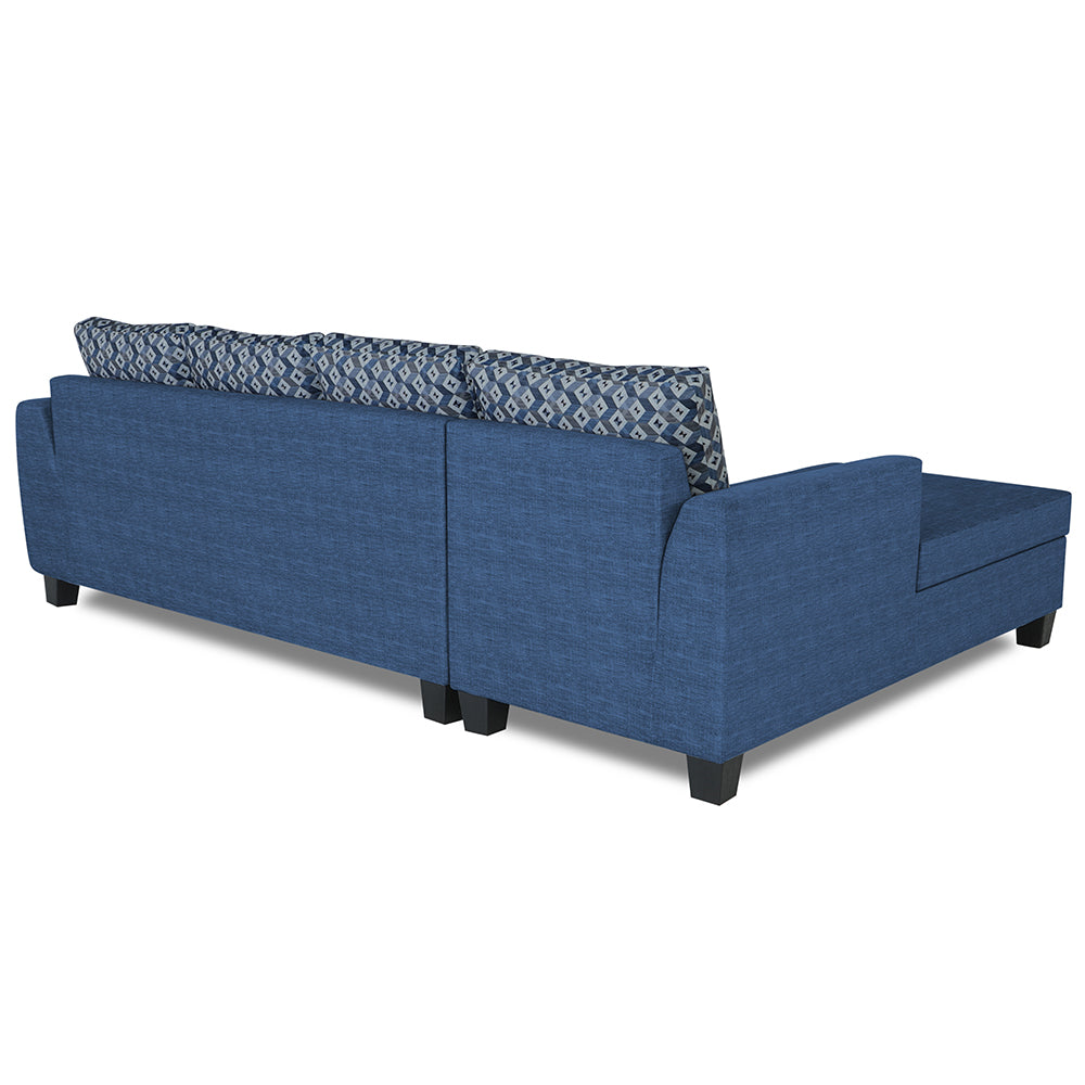 Adorn India Raiden Bricks Premium L Shape 6 Seater Sofa Set with Center Table (Left Hand Side) (Blue)